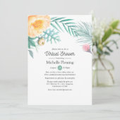 トロピカルミントフローラバーチャルベビーまたはブライダルシャワー 招待状 (スタンド正面)