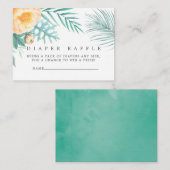 トロピカルミントフローラベビーシャワーおむつラッフル エンクロージャーカード (正面/裏面)