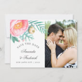 トロピカルミントフローラ夏の結婚式の日付を保存 セーブザデート (正面)