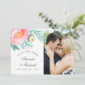 トロピカルミントフローラ夏の結婚式の日付を保存 セーブザデート (スタンド正面)