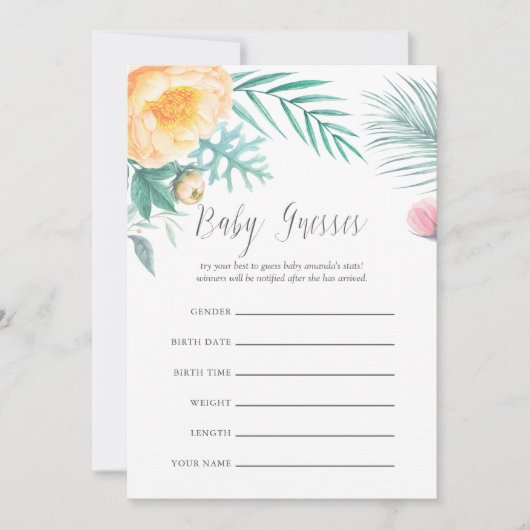 トロピカルミントフローラ赤ちゃんシャワー推理ゲーム 招待状 (正面)