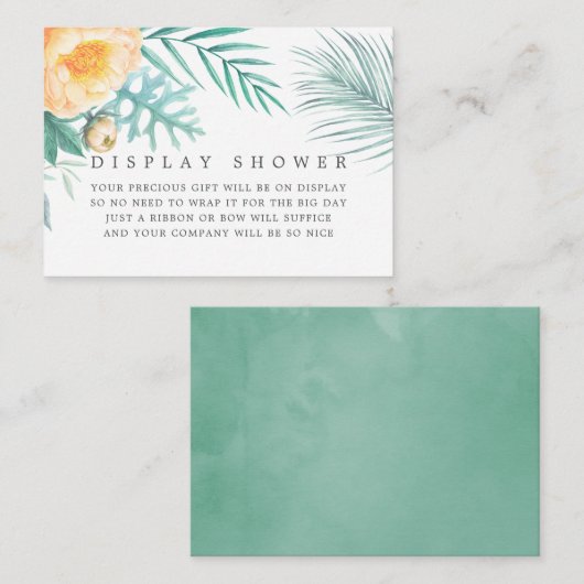 トロピカルミントフローラ赤ちゃんシャワー表示シャワー エンクロージャーカード (正面/裏面)
