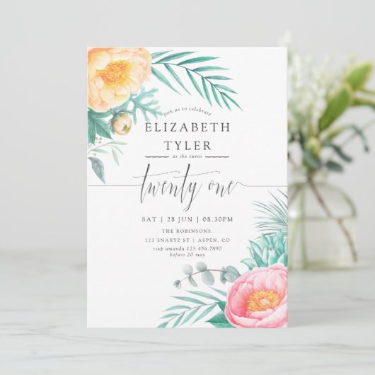 トロピカルミントフローラ21th誕生日パーティー招待状 招待状 (スタンド正面)