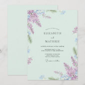 トロピカルミント・ルリマツリ・フジの結婚式 招待状 (正面/裏面)