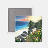 トロピカルメキシコビーチショアサンセットパームアイランド マグネット (正面/裏面)