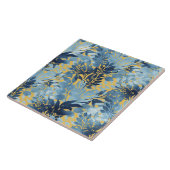 トロピカルメタリックブルーイエローリーフデザイン タイル (側面)