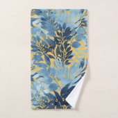 トロピカルメタリックブルーイエローリーフデザイン バスタオルセット (ハンドタオル)