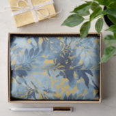 トロピカルメタリックブルーイエローリーフデザイン 薄葉紙 (ギフト)