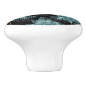 トロピカルメタリックブルー&金ゴールドパーム葉ズサマー セラミックノブ (側面)