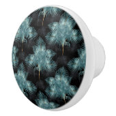 トロピカルメタリックブルー&金ゴールドパーム葉ズサマー セラミックノブ (右)