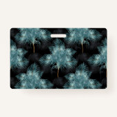 トロピカルメタリックブルー&金ゴールドパーム葉ズサマー バッジ (裏面)