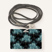 トロピカルメタリックブルー&金ゴールドパーム葉ズサマー バッジ (裏面ランヤード)