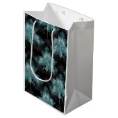 トロピカルメタリックブルー&金ゴールドパーム葉ズサマー ミディアムペーパーバッグ (正面アングル)