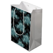 トロピカルメタリックブルー&金ゴールドパーム葉ズサマー ミディアムペーパーバッグ (裏面アングル)