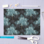 トロピカルメタリックブルー&金ゴールドパーム葉ズサマー 薄葉紙 (クラフト)