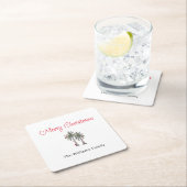 トロピカルメリークリスマスパームツリーズビーチ スクエアペーパーコースター (インサイチュ)