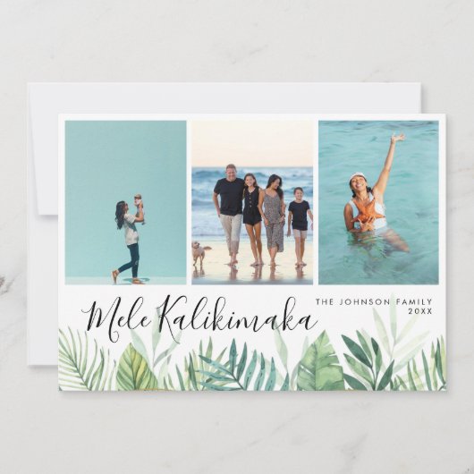 トロピカルメレカリキマカクリスマスフォトコラージュ シーズンカード (正面)
