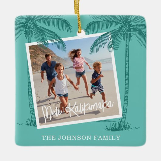 トロピカルメレカリキマカ写真クリスマス セラミックオーナメント (正面)