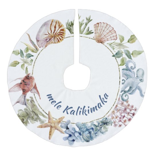 トロピカルメレカリキマカ沿岸テーマクリスマス フェイクリネンツリースカート (正面)