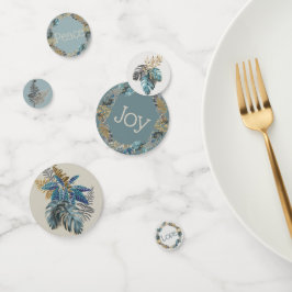 トロピカルモダンな青い葉ジョイ・ピースラブ コンフェッティ