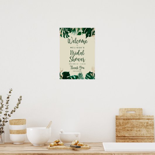 トロピカルモダンをテーマにしたブライダルシャワーウェルカムサイン ポスター (キッチン)