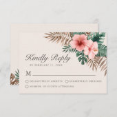 トロピカルモダンウォータカラーフローラクリームRSVPカード アドバイスカード (正面/裏面)