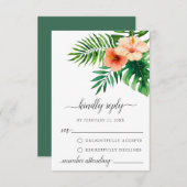 トロピカルモダンウォータカラーフローラRSVPカード アドバイスカード (正面/裏面)