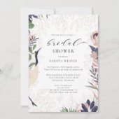 トロピカルモダンウォーターカラーグリーンブライダルシャワー 招待状 (正面)