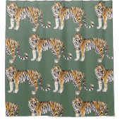 トロピカルモダンウォーターカラートラガース野生のパターン シャワーカーテン (正面)