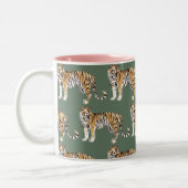 トロピカルモダンウォーターカラートラガース野生のパターン ツートーンマグカップ (左)