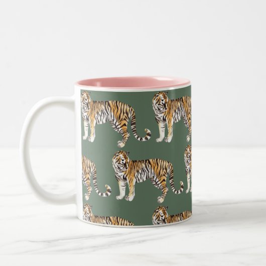 トロピカルモダンウォーターカラートラガース野生のパターン ツートーンマグカップ (左)
