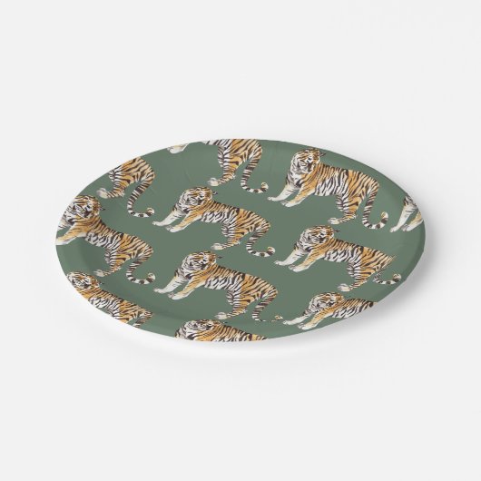 トロピカルモダンウォーターカラートラガース野生のパターン ペーパープレート (アングル)