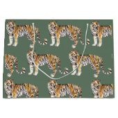 トロピカルモダンウォーターカラートラガース野生のパターン ラージペーパーバッグ (正面)