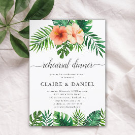 トロピカルモダンウォーターカラーフローラリハーサルディナー 招待状