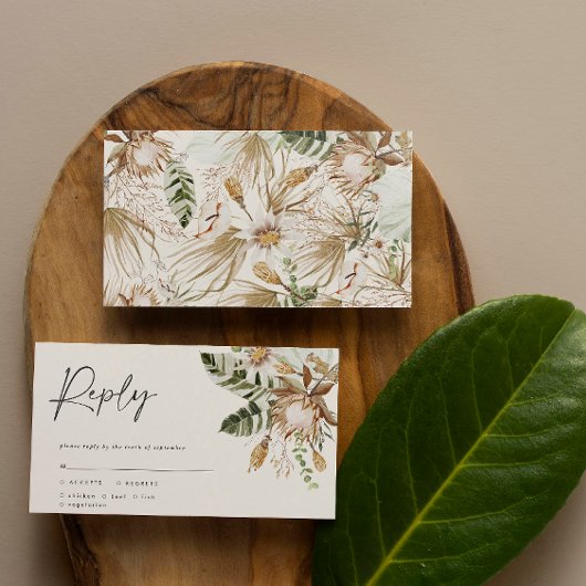 トロピカルモダンエレガントな結婚式RSVPカード ノートカード