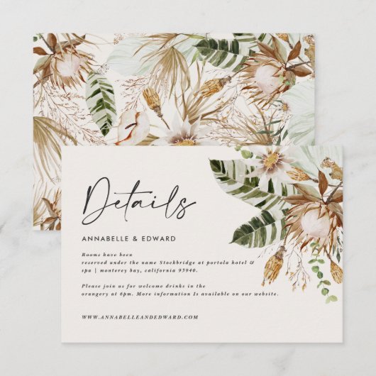 トロピカルモダンエレガントな結婚式RSVPカード 出欠カード (正面/裏面)