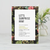 トロピカルモダンサプライズ大人の誕生日パーティー 招待状 (スタンド正面)