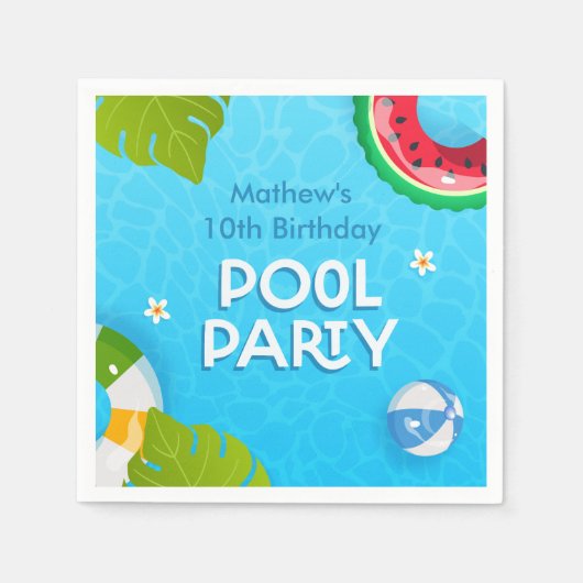 トロピカルモダンサマープールパーティー スタンダードカクテルナプキン (正面)