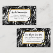 トロピカルモダンシック豪華なヤシの葉パターン 名刺 (正面/裏面)