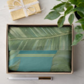 トロピカルモダンジャングルリーフティール(緑がかった色)ブルーデコップページ 薄葉紙 (ギフト)