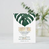 トロピカルモダンスイスチーズリーフ金ゴールドありがとう ポストカード (スタンド正面)