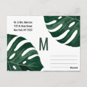 トロピカルモダンスイスチーズリーフ金ゴールドありがとう ポストカード (裏面)