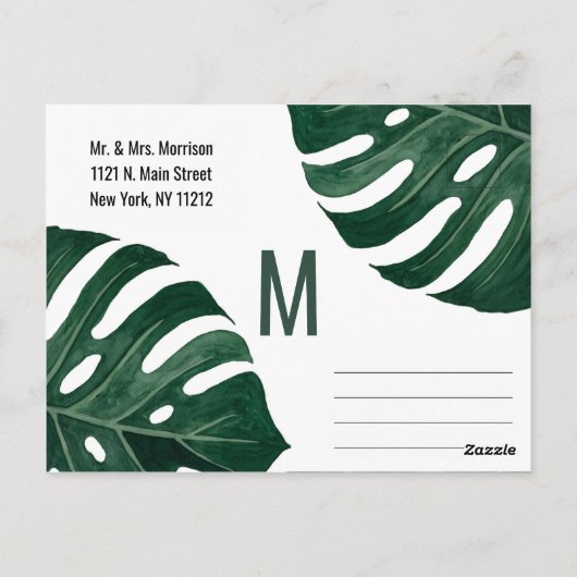 トロピカルモダンスイスチーズリーフ金ゴールドありがとう ポストカード (裏面)