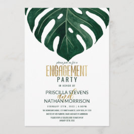 トロピカルモダンスイスチーズリーフ金ゴールド婚約 招待状