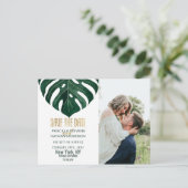 トロピカルモダンスイスチーズリーフ金ゴールド救日付 ポストカード (スタンド正面)