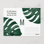 トロピカルモダンスイスチーズリーフ金ゴールド救日付 ポストカード (裏面)