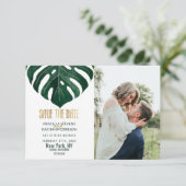 トロピカルモダンスイスチーズリーフ金ゴールド結婚ズ セーブザデート (スタンド正面)