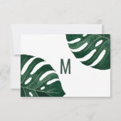 トロピカルモダンスイスチーズリーフ金ゴールド結婚ズ セーブザデート (裏面)