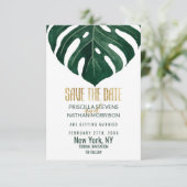 トロピカルモダンスイスチーズリーフ金ゴールド結婚ズ セーブザデート (スタンド正面)