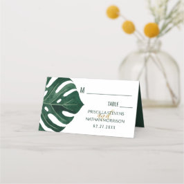 トロピカルモダンスイスチーズリーフ金ゴールド結婚ズ プレイスカード